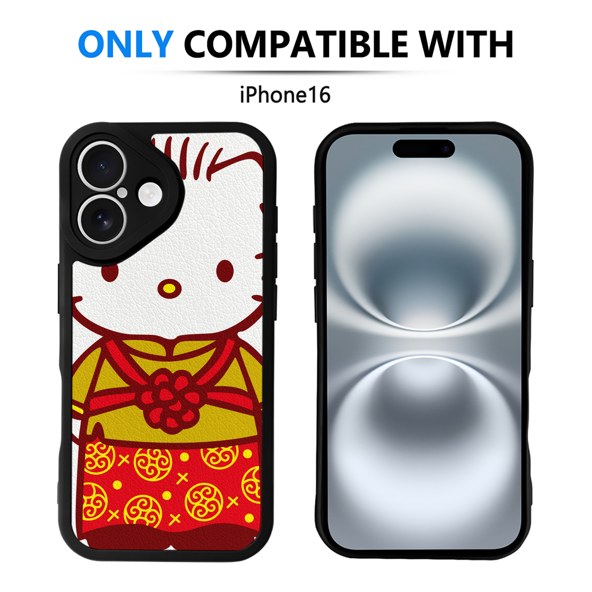 （画像用） Hello Kitty ハローキティ 【iPhone 16シリーズ対応】シリコンスマホケース（レザー調） 材質：シリコン